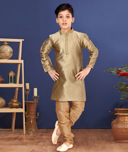 Beige Dupion Kids Kurta Pajama 271947