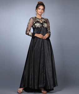 Black Silk Long Anarkali Salwar Suit 271166