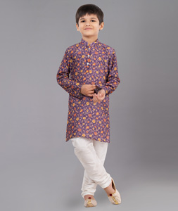 Purple Polyester Readymade Kids Kurta Pajama 260683