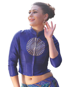 Blue Dupion Silk Readymade Blouse 276105