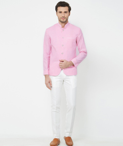 Pink Linen Jodhpuri Suit 231111