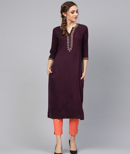Purple Rayon Readymade Kurti 214397