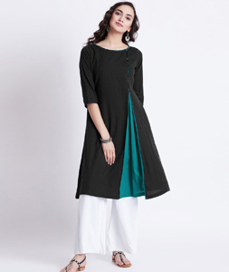 Black Rayon Readymade Kurti 214399