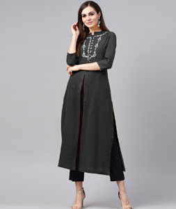 Black Rayon Readymade Tunic 214406