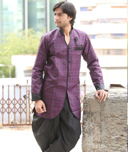 Lavender Brocade Readymade Indo Western Kurta 204430
