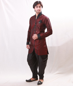 Maroon Brocade Readymade Indo Western Kurta 204441