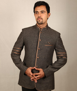 Grey Linen Jodhpuri Suit 128057