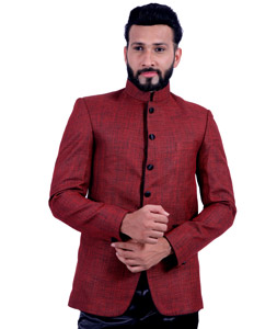 Red Linen Readymade Blazer 124574