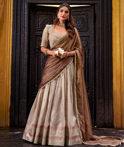 Beige Dupion Silk Lehenga Choli 319566