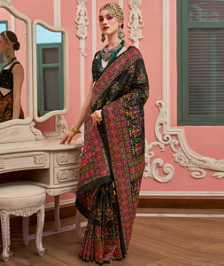 Black Banarasi Silk Saree 320132