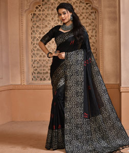 Black Banglori Silk Saree With Blouse 320002