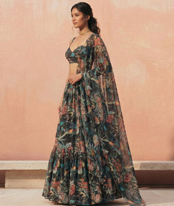 Black Georgette Floral print Lehenga choli 320512