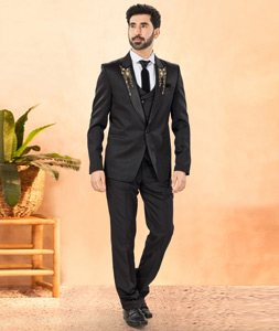 Black Rayon Tuxedos Suit 306138