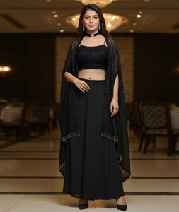 Black Silk Jacket Style Lehenga Choli 318151