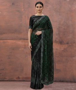 Black Velvet Sequence Saree 320331