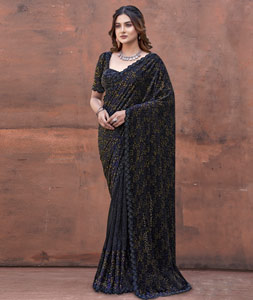Black Velvet Sequence Saree 320334