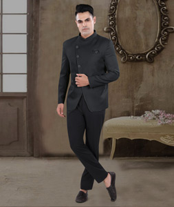 Black Viscose Jodhpuri Suit 306416