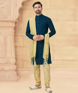 Blue Banglori Silk Kurta Pajama 296898