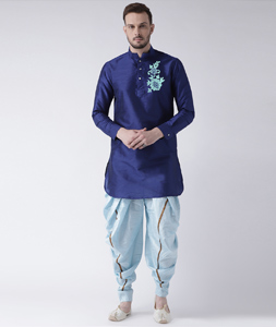 Blue Dupion Silk Dhoti Kurta 304882