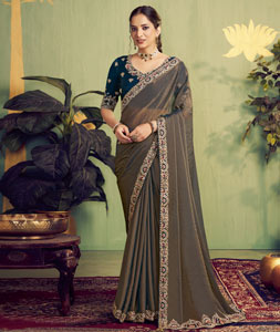 Blue Organza Saree With Blouse 319879