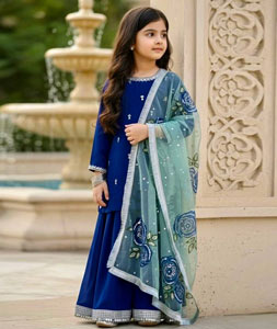 Blue Viscose Kids Salwar Suit 320232