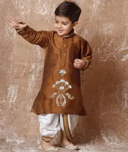 Brown Dupion Silk Kids Dhoti Kurta 289250