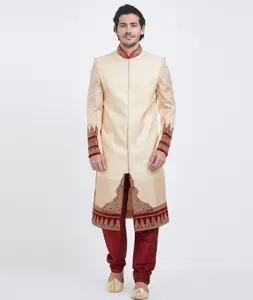 Cream Brocade Sherwani 300195