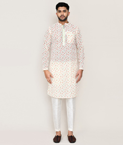 Cream Georgette Kurta Pajama 306069