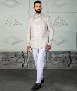Cream Rayon Jodhpuri Suit 295530