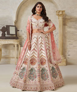 Cream Silk Lehenga Choli 318860