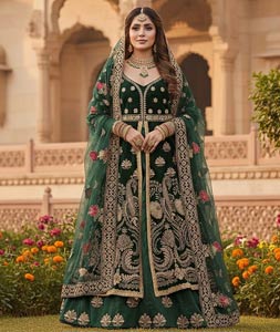Green Net Indo Western Lehenga Choli 320516