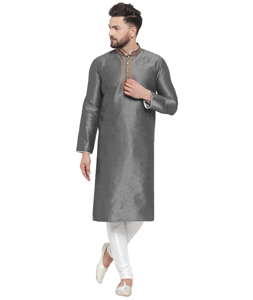 Grey Dupion Silk Kurta Pajama 284939