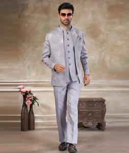 Grey Rayon Jodhpuri Suit 319071