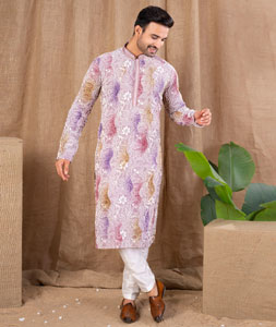 Lavender Art Silk Kurta Pajama 316448