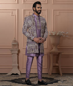 Lavender Georgette Jacket Style Sherwani 315068