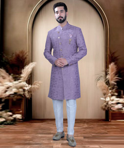 Lavender Rayon Indo Western Sherwani 319670
