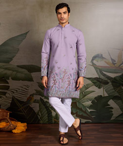Lavender Viscose Kurta Pajama 318011