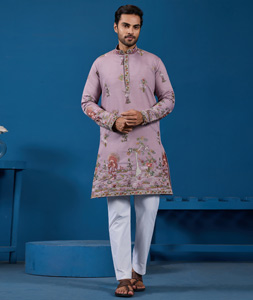 Lavender Viscose Kurta Pajama 319209