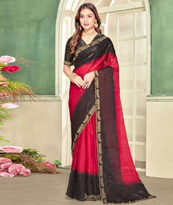 Magenta Satin Silk Half N Half Saree 319832