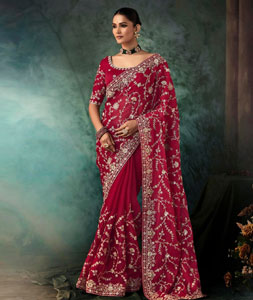 Magenta Tissue Saree With Blouse 319753