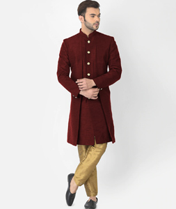Maroon Dupion Silk Indo Western Suit 279709