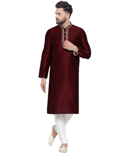 Maroon Dupion Silk Kurta Pajama 284941