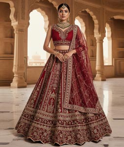 Maroon Silk Bridal Lehenga Choli 318741