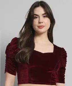 Maroon Velvet Readymade Blouse 293679