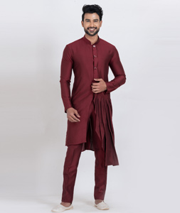 Maroon Viscose Indo Western Kurta 306021
