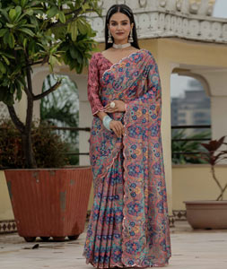 Multicolor Chinon Lehenga Saree 318177