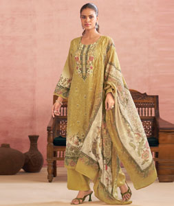 Mustard Cotton Palazzo Suit 319926