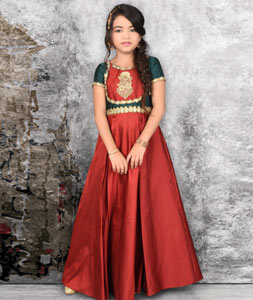 Maroon Taffeta Kids Gown 217132