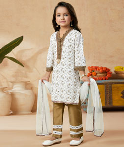 Off White Cotton Kids Pant Style Suit 251496