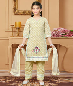 Beige Silk Kids Pant Style Suit 251499